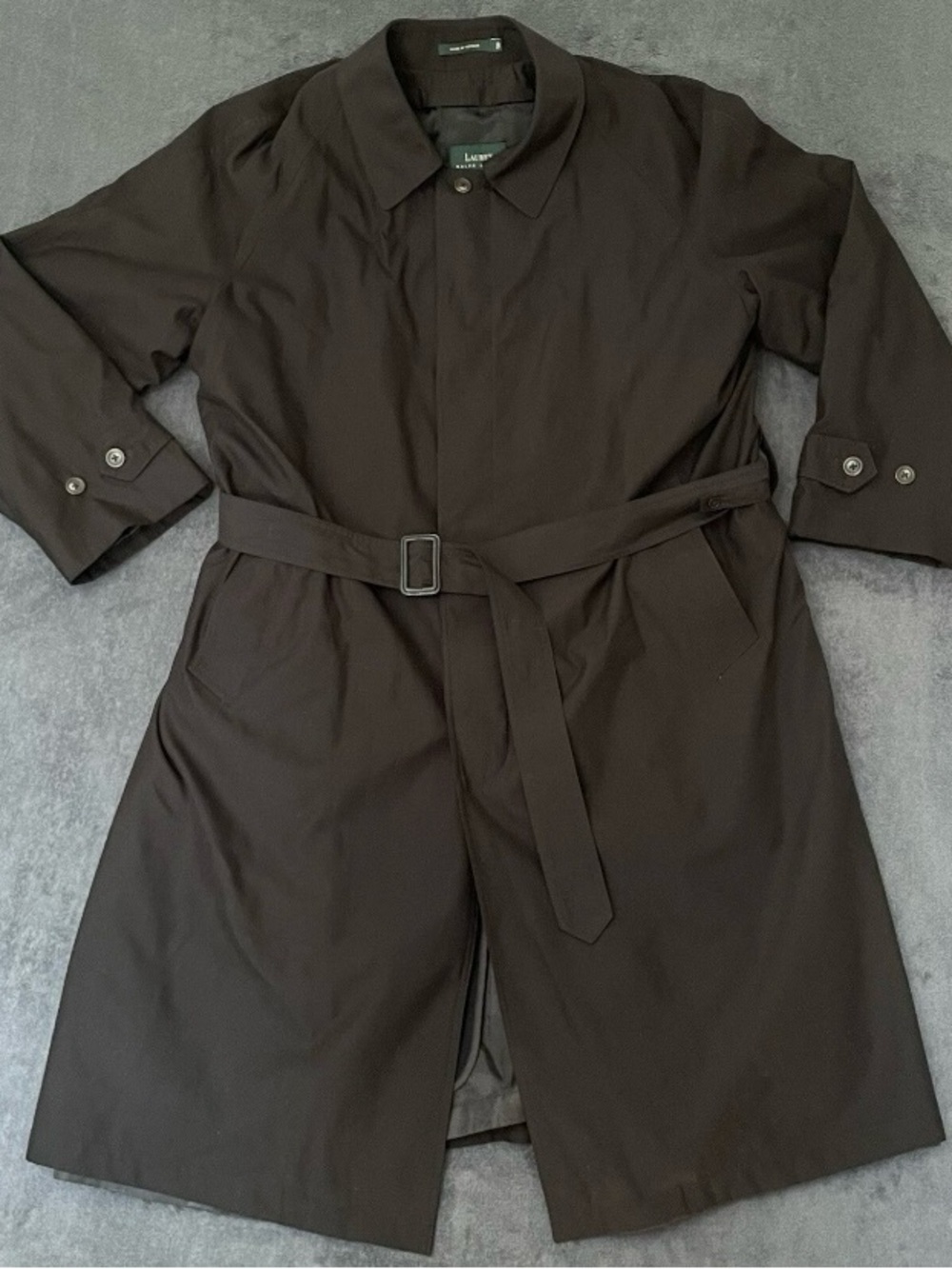 Lauren Ralph Lauren Classic Trench Coat Mens 46L Black Rain Jacket Zip Lined
